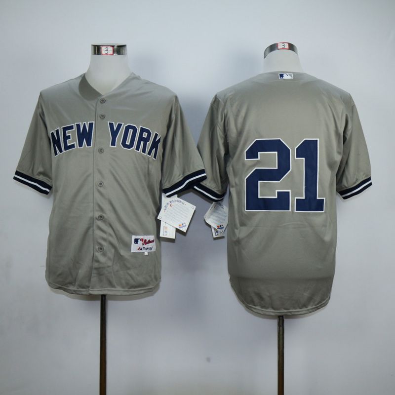 Men New York Yankees 21 No name Grey MLB Jerseys